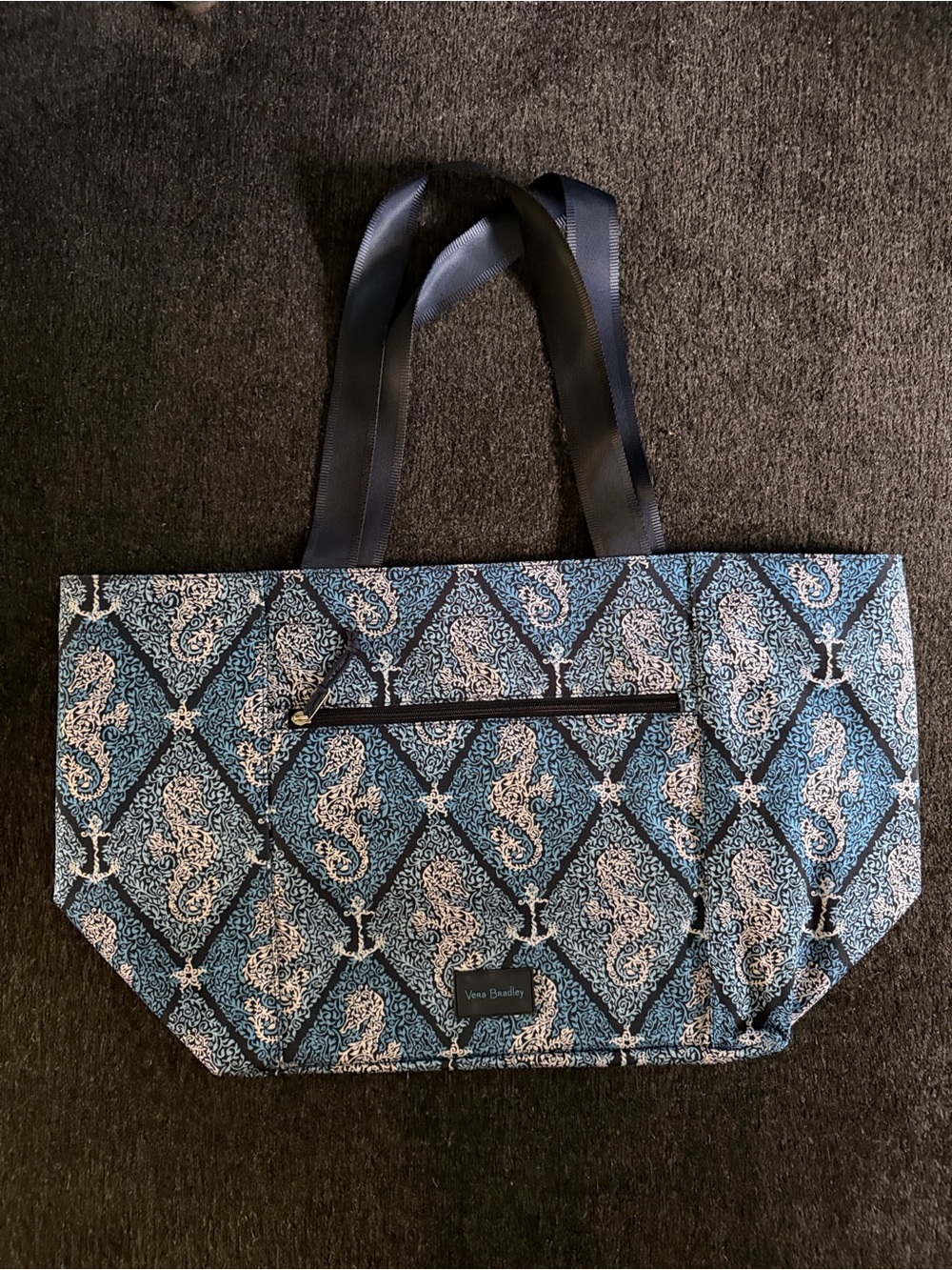 Vera Bradley Blue Seahorse Stamp Family Beach Tote Bag